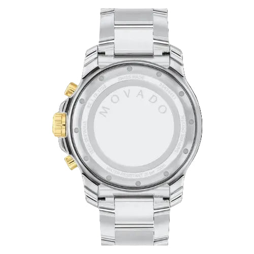 Movado Men's Swiss Quartz Chronograph Two Tone Gold Stainless Steel Olive Green Dail 42mm Chain Watch 2600181