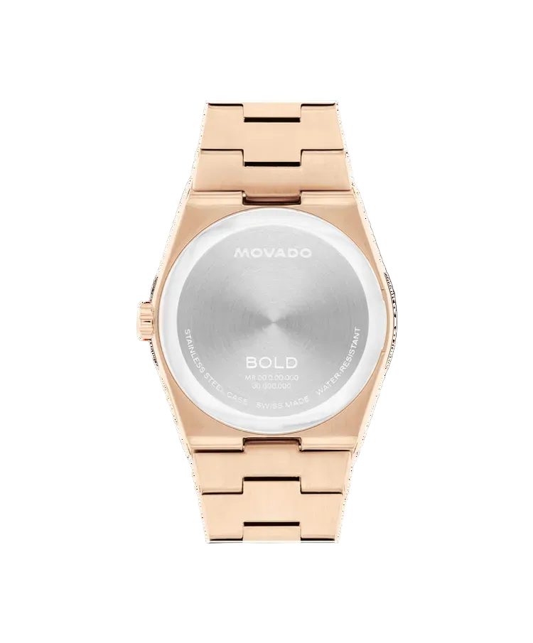 Movado Women’s Swiss Made Quartz BOLD Rose Gold Stainless Steel White Dial 35mm Watch 3601188