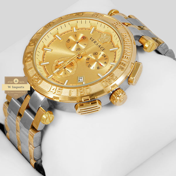 LATEST COLLECTION CHRONOGRAPH TWO TONE YELLOW GOLD WITH GOLDEN DIAL