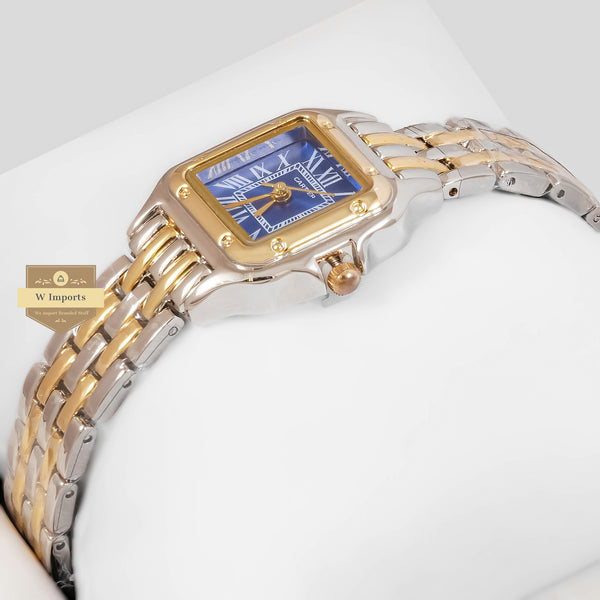 Latest Collection Two Tone Yellow Gold With Blue Dial Ladies Watch