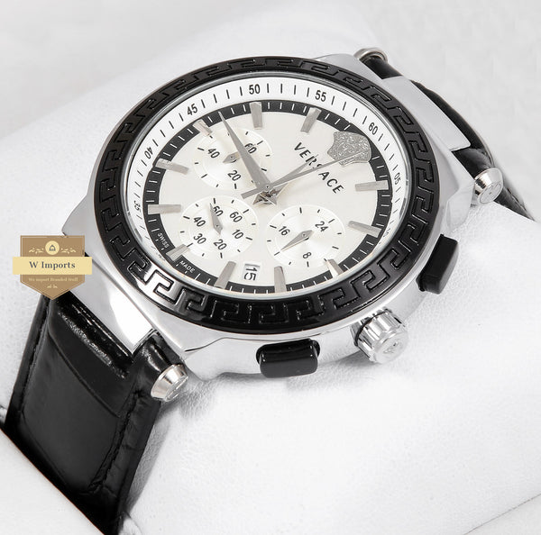Latest Collection Silver Case With White Dial & Leather Strap
