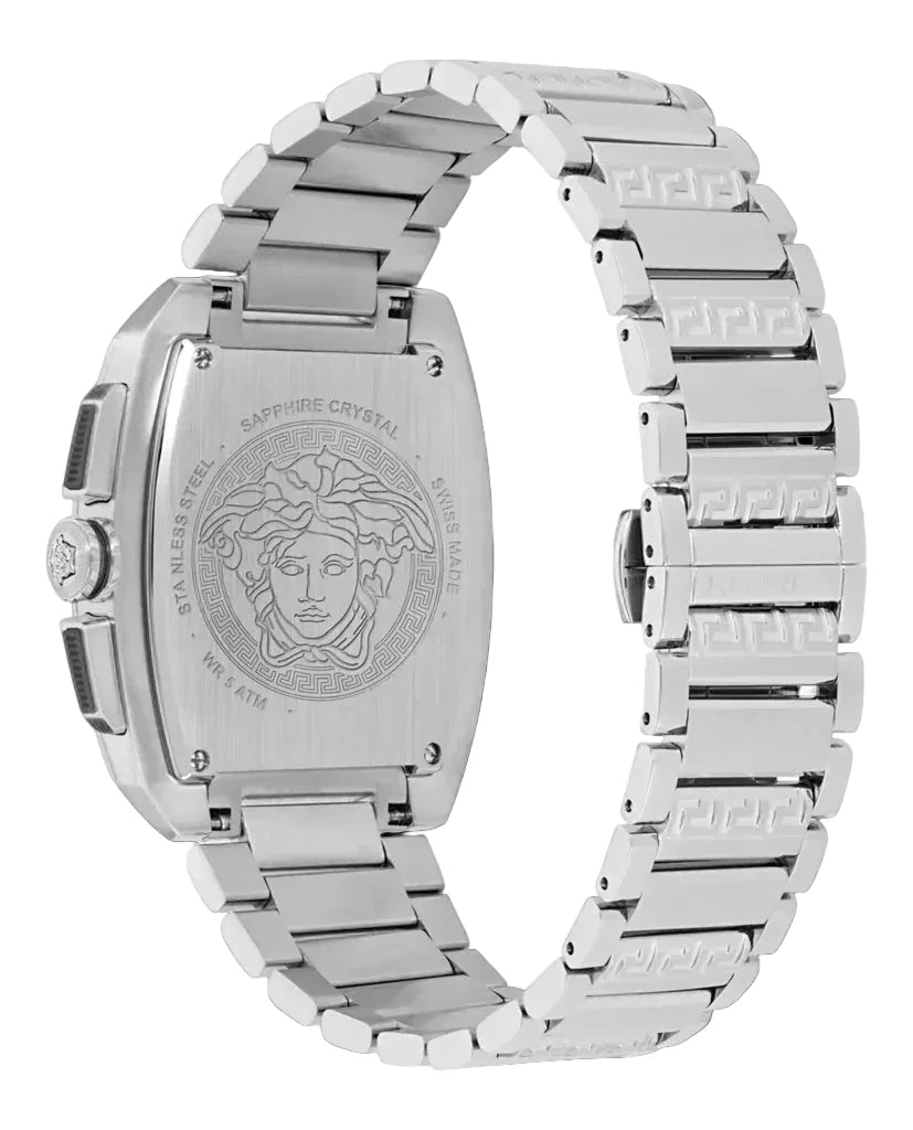 Versace Men’s Quartz Swiss Made Silver Stainless Steel Black Dial 42mm Watch VE6H00925