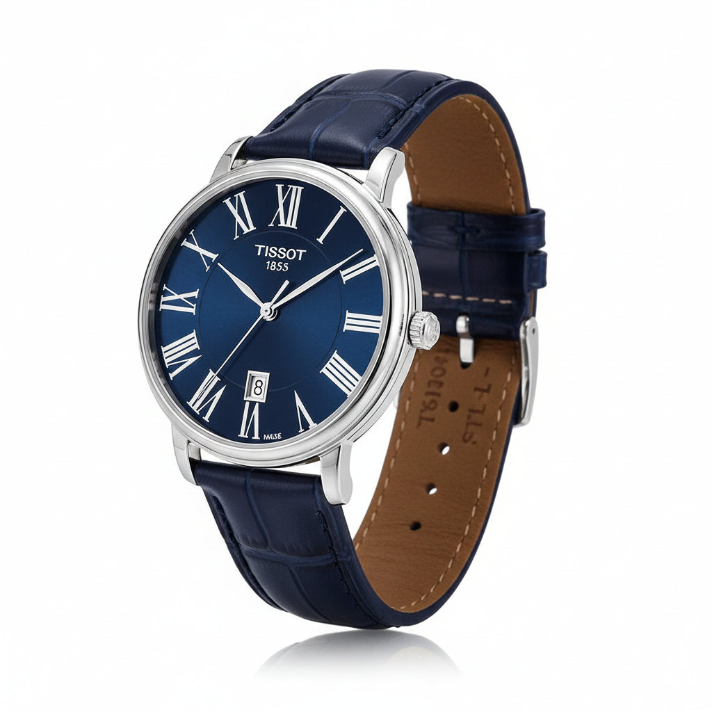 TISSOT Men’s Quartz Swiss Made Leather Strap Blue Dial 40mm Watch T122.410.16.043.00