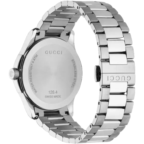 Gucci Unisex Swiss Made Quartz Stainless Steel Black Dial 38mm Watch YA126457