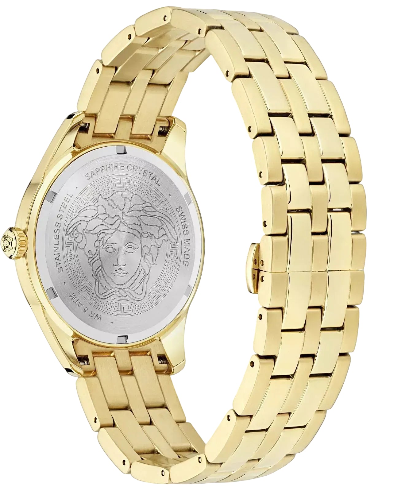 Versace Men’s GRECA GMT Quartz Swiss Made Gold Stainless Steel Black Dial 41mm Watch VE7C00723