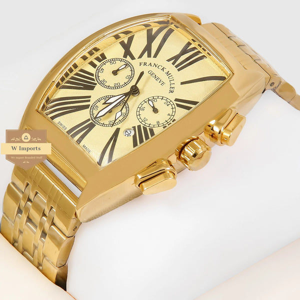 Latest Collection Chronograph Geneve All Yellow Gold Chain Watch
