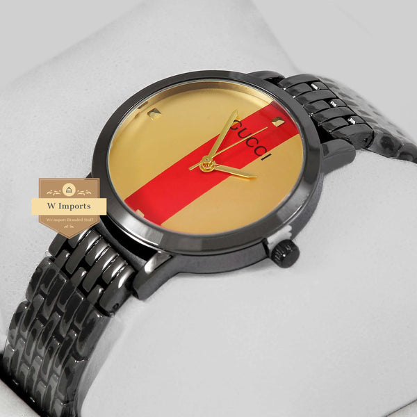 Latest Collection Black With Yellow & Red Dial Ladies Watch