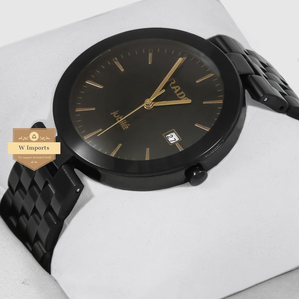 Latest Collection All Black Stainless Steel With Golden Index
