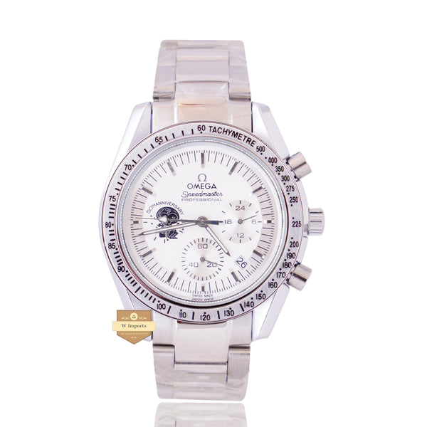 NEW LATEST CHRONOGRAPH COLLECTION SILVER WITH WHITE DIAL & CHAIN WATCH