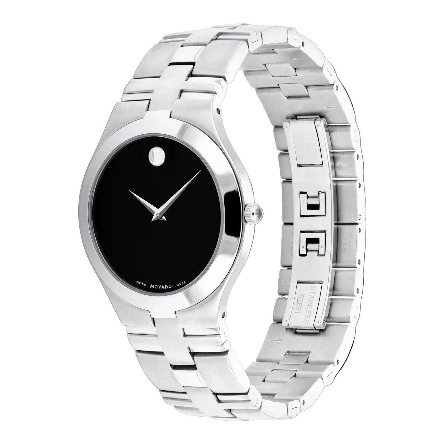 Movado Men’s Quartz Swiss Made Stainless Steel Black Dial 40mm Watch 0607442