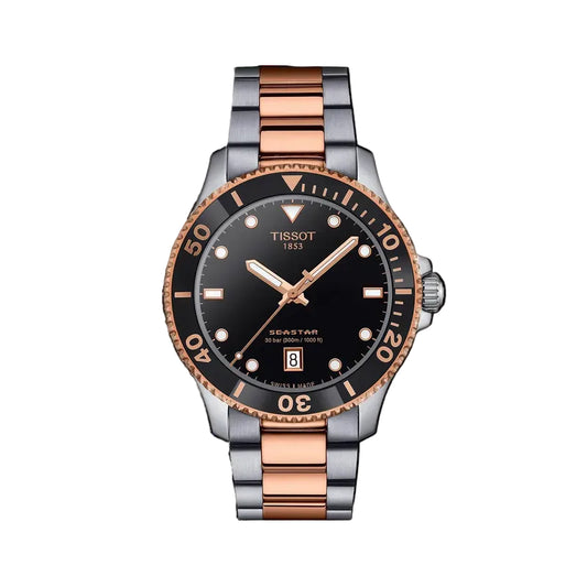 TISSOT Seastar Men’s Quartz Swiss Made Two-Tone Stainless Steel Black Dial 40mm Watch T120.410.22.051.01