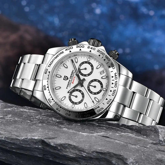 PAGANI DESIGN MEN'S DAYTONA CHRONOGRAPH SILVER STAINLESS STEEL WHITE DAIL JAPANES QUARTZ SKU-PD1727