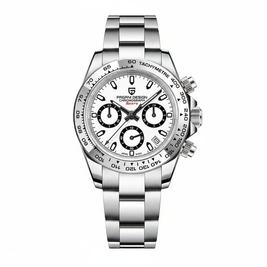 PAGANI DESIGN MEN'S DAYTONA CHRONOGRAPH SILVER STAINLESS STEEL WHITE DAIL JAPANES QUARTZ SKU-PD1727