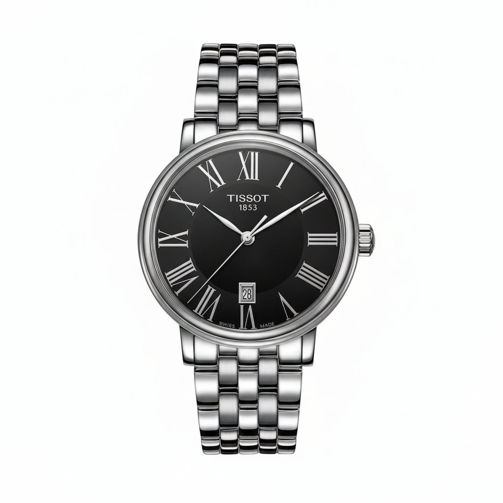 TISSOT Men’s Quartz Swiss Made Silver Stainless Steel Black Dial 40mm Watch T122.410.11.053.00