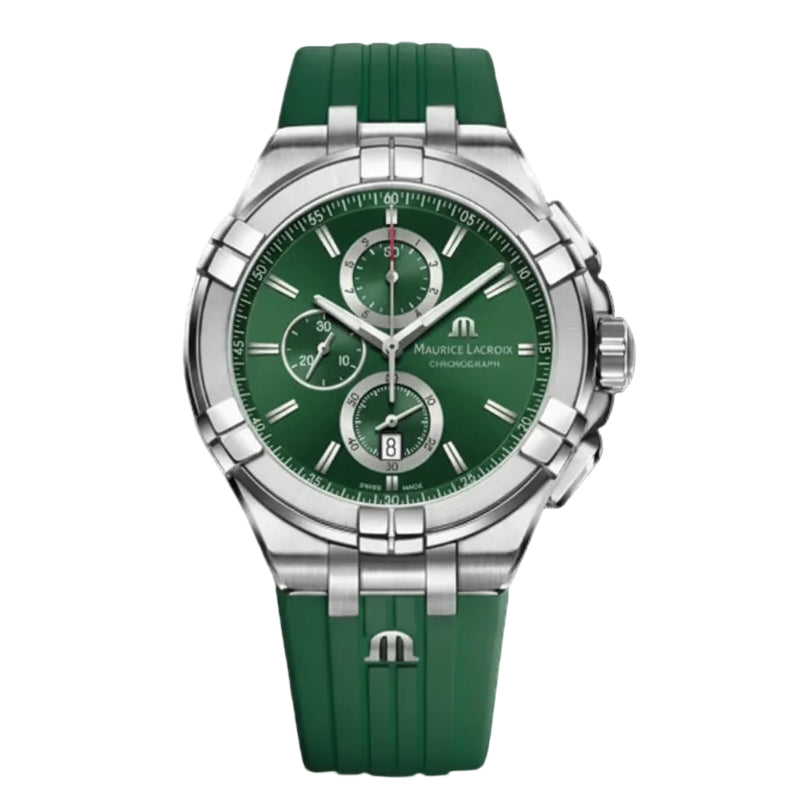 Maurice Lacroix Men’s Quartz Swiss Made Green Silicone Strap Green Dial 44mm Watch AI1018-SS000-630-5