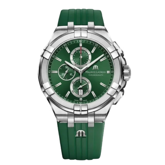 Maurice Lacroix Men’s Quartz Swiss Made Green Silicone Strap Green Dial 44mm Watch AI1018-SS000-630-5