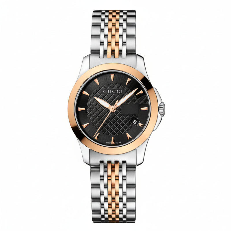 Gucci Women’s Swiss Made Quartz Stainless Steel Black Dial 27mm Watch YA126512