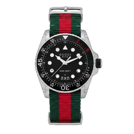 Gucci Men’s Swiss Made Quartz Nylon Strap Black Dial 45mm Watch YA136209