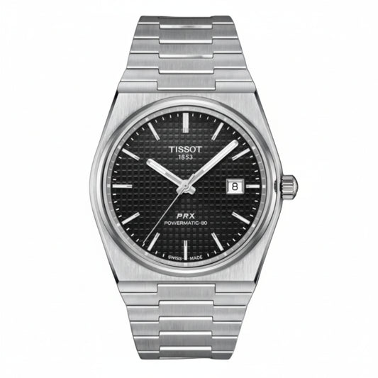 TISSOT PRX Men’s Swiss Made Powermatic Silver Stainless Steel Black Dial 40mm Watch T137.407.11.051.00