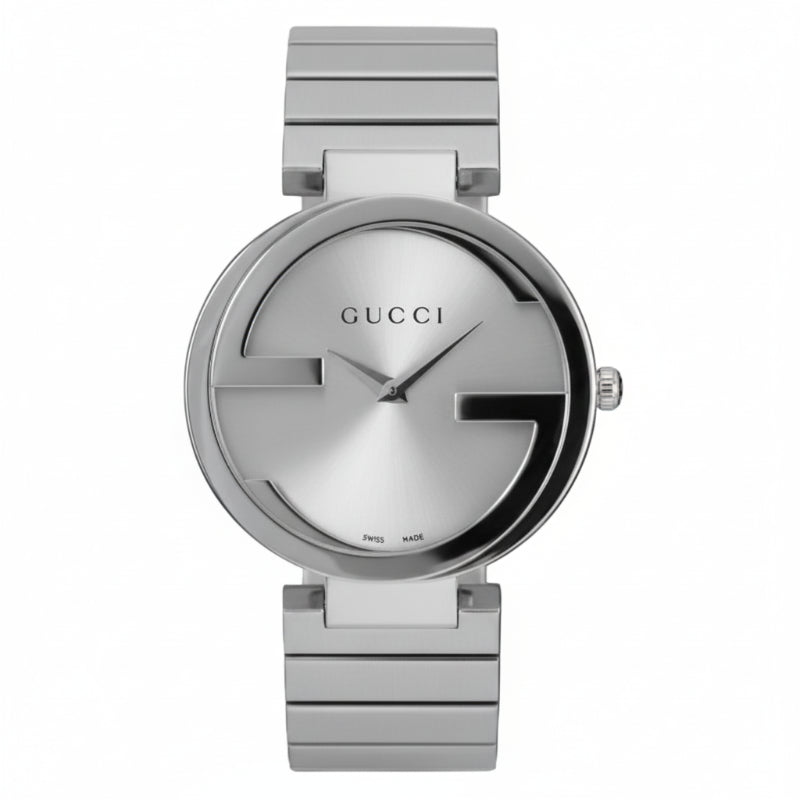 Gucci Women’s Swiss Made Quartz Silver Stainless Steel Silver Dial 37mm Watch YA133308