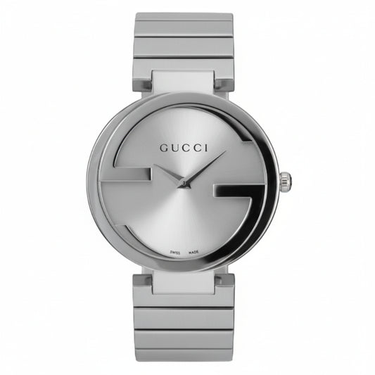 Gucci Women’s Swiss Made Quartz Silver Stainless Steel Silver Dial 37mm Watch YA133308