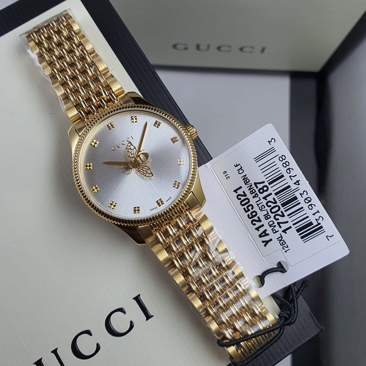 Gucci Women’s Quartz Stainless Steel Swiss Made Silver Dial 29mm Watch YA1265021