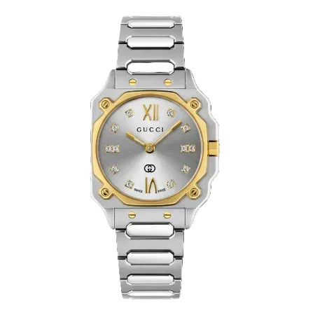 Gucci Women’s Quartz Swiss Made Silver Stainless Steel Silver Dial 24mm Watch YA166503