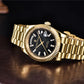PAGANI DESIGN MEN'S DAYNDATE GOLDEN PRESIDENT AUTOMATIC BUGET STONED BLACK DAIL 36MM CHAIN WATCH SKU-PD1752