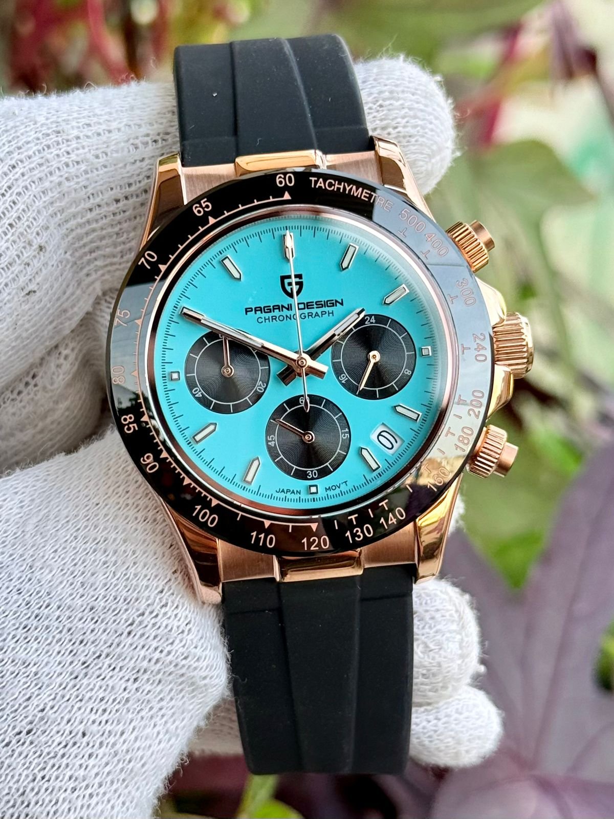 PAGANI DESIGN MEN'S WATCH CHRONOGRAPH JAPANEES QUARTZ MOVEMENT ROSE GOLD TIFFANY DAIL SKU-PD-1644