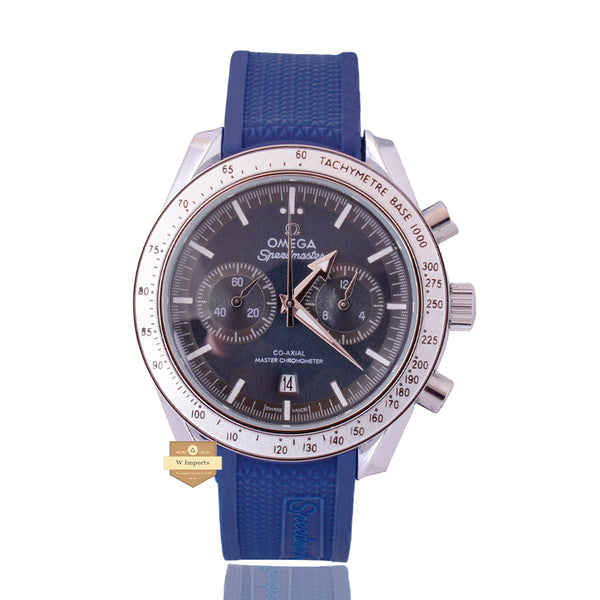NEW LATEST CHRONOGRAPH COLLECTION SILVER WITH BLUE DIAL & SILICON STRAP WATCH