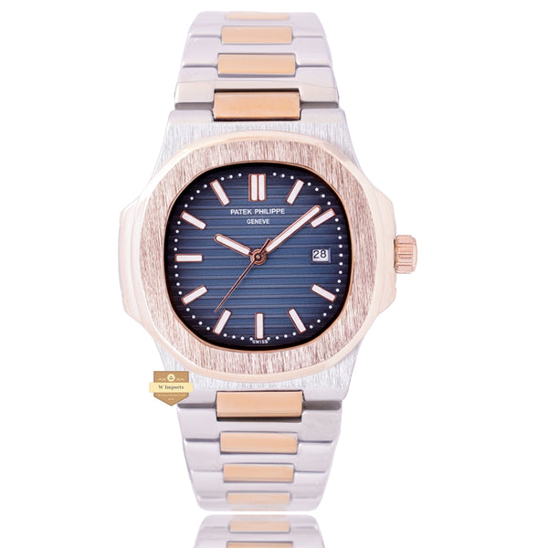 NEW LATEST COLLECTION  TWO TONE ROSE GOLDEN WITH BLUE DAIL CHAIN WATCH