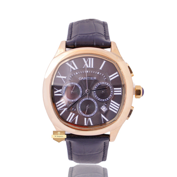 NEW LATEST CHRONOGRAPH COLLECTION YELLOW WITH BLACK DIAL & LEATHER STRAP WATCH