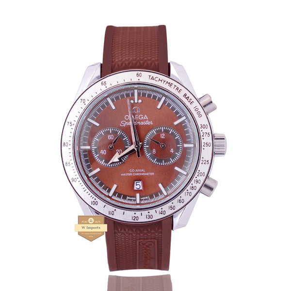 NEW LATEST CHRONOGRAPH COLLECTION SILVER WITH BROWN DIAL & SILICON STRAP WATCH