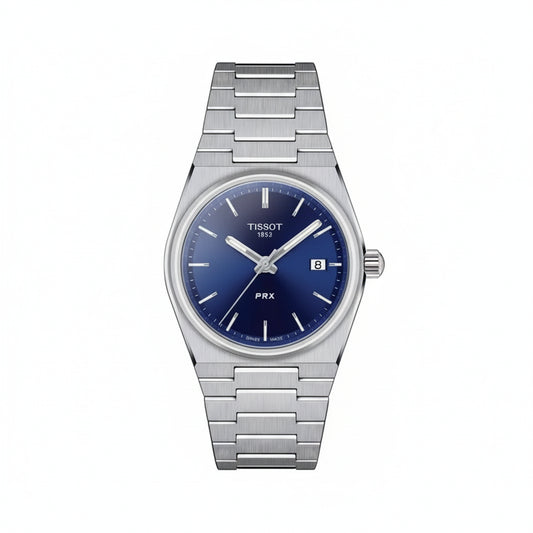 TISSOT PRX Unisex Quartz Swiss Made Silver Stainless Steel Blue Dial 35mm Watch T137.210.11.041.00