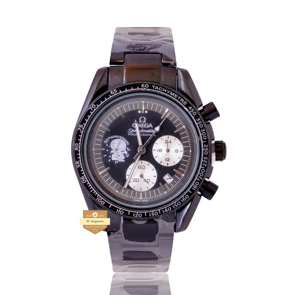 NEW LATEST CHRONOGRAPH COLLECTION ALL BLACK WITH BLACK DIAL & CHAIN WATCH
