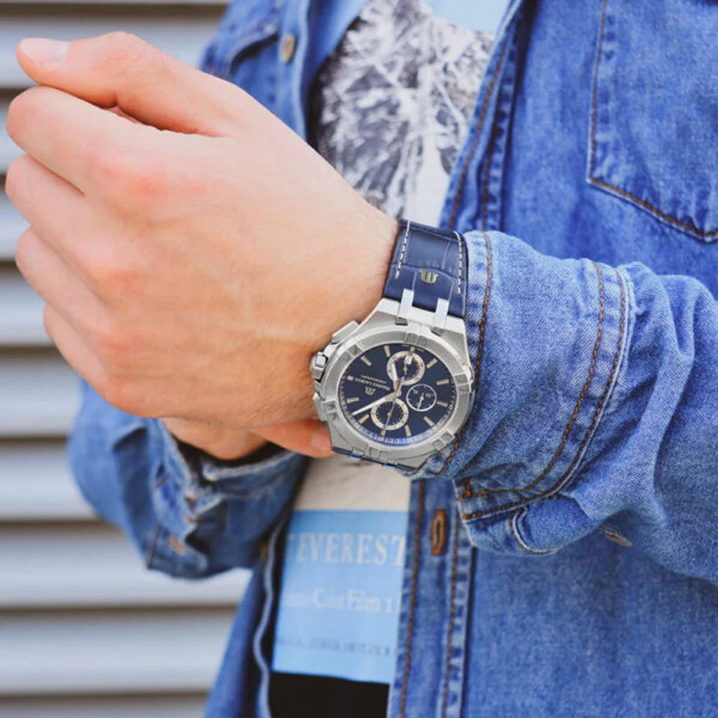 Maurice Lacroix Men’s Quartz Swiss Made Blue Leather Strap Blue Dial 44mm Watch AI1018-SS001-430-1