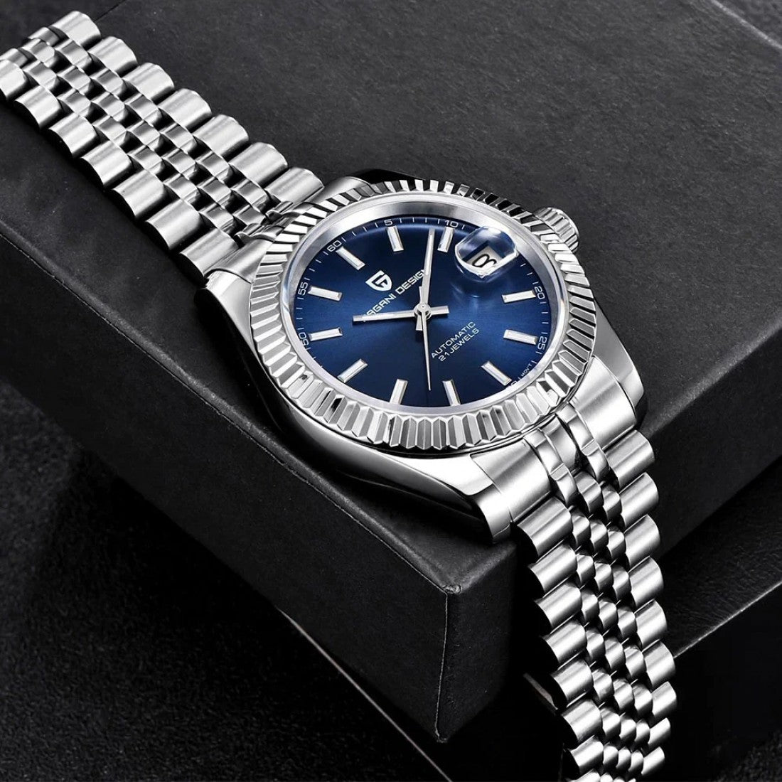PAGANI DESIGN MEN'S WATCH DATEJUST JUBILEE CHAIN BLUE DAIL AUTOMATIC SKU-PD1645