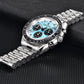 PAGANI DESIGN MEN'S CHRONOGRPAH SILVER STAINLESS STEEL ICE BLUE DAIL CHAIN WATCH SKU-PD1701V4