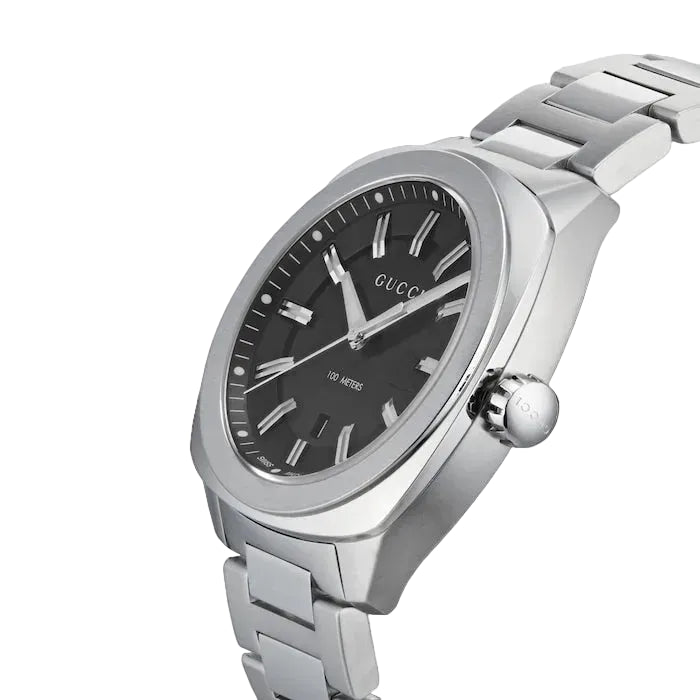 Gucci Men’s Swiss Made Quartz Stainless Steel Black Dial 40mm Watch YA142301