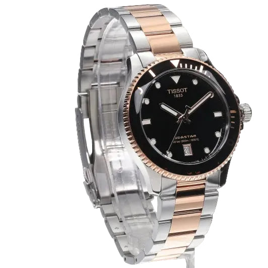 TISSOT Seastar Men’s Quartz Swiss Made Two-Tone Stainless Steel Black Dial 40mm Watch T120.410.22.051.01