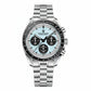 PAGANI DESIGN MEN'S CHRONOGRPAH SILVER STAINLESS STEEL ICE BLUE DAIL CHAIN WATCH SKU-PD1701V4