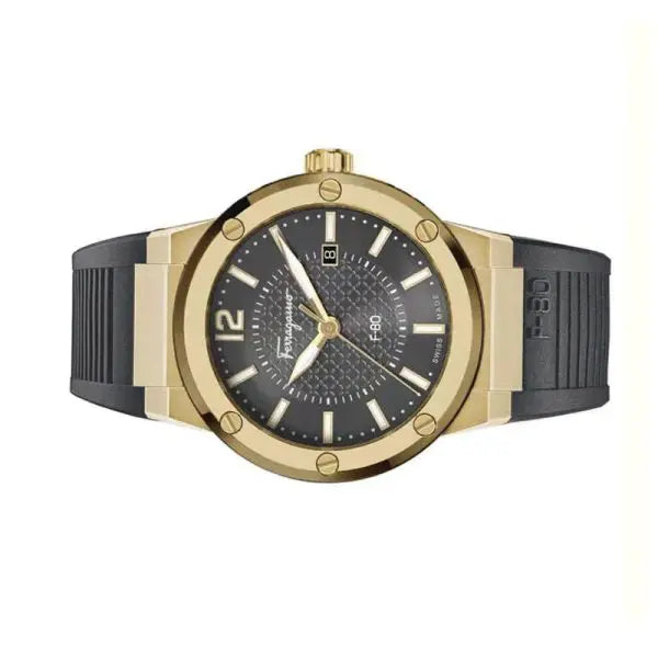 Ferragamo Men’s Swiss Made Quartz Grey Silicone Strap Grey Dial 44mm Watch SFHY01621