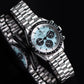 PAGANI DESIGN MEN'S CHRONOGRPAH SILVER STAINLESS STEEL ICE BLUE DAIL CHAIN WATCH SKU-PD1701V4