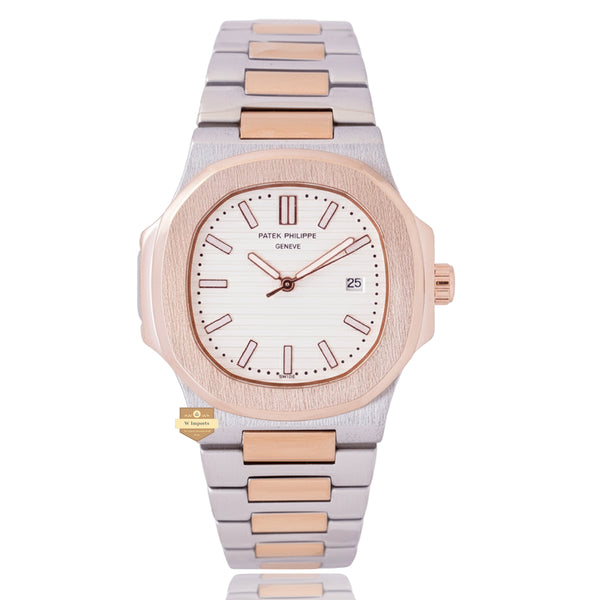 NEW LATEST COLLECTION  TWO TONE ROSE GOLDEN WITH WHITE DAIL CHAIN WATCH