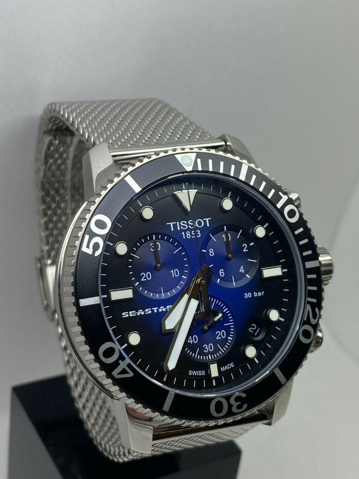 TISSOT Men’s Quartz Swiss Made Stainless Steel Blue Gradient Dial 45mm Watch T120.417.11.041.02