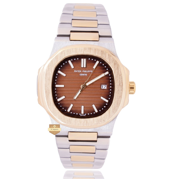 NEW LATEST COLLECTION  TWO TONE YELLOW GOLDEN WITH BROWN DAIL CHAIN WATCH