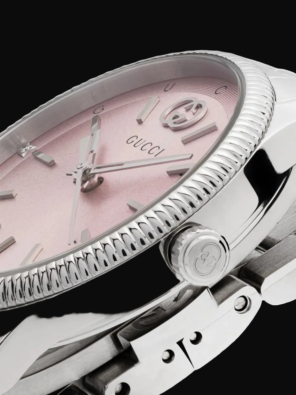 Gucci Women’s Swiss Made Quartz Silver Stainless Steel Pink Dail 29mm Watch YA1265061