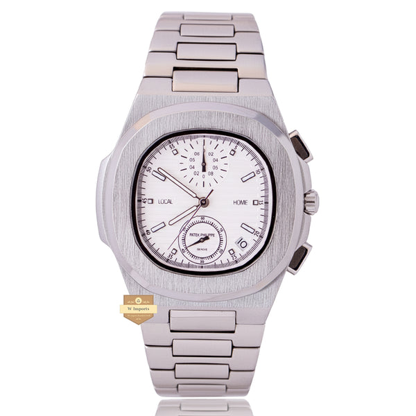 NEW LATEST CHRONOGRAPH COLLECTION  SILVER WITH WHITE DAIL CHAIN WATCH
