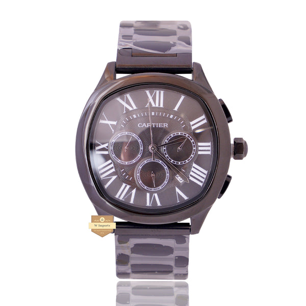 NEW LATEST CHRONOGRAPH COLLECTION ALL BLACK WITH BLACK DIAL & CHAIN WATCH