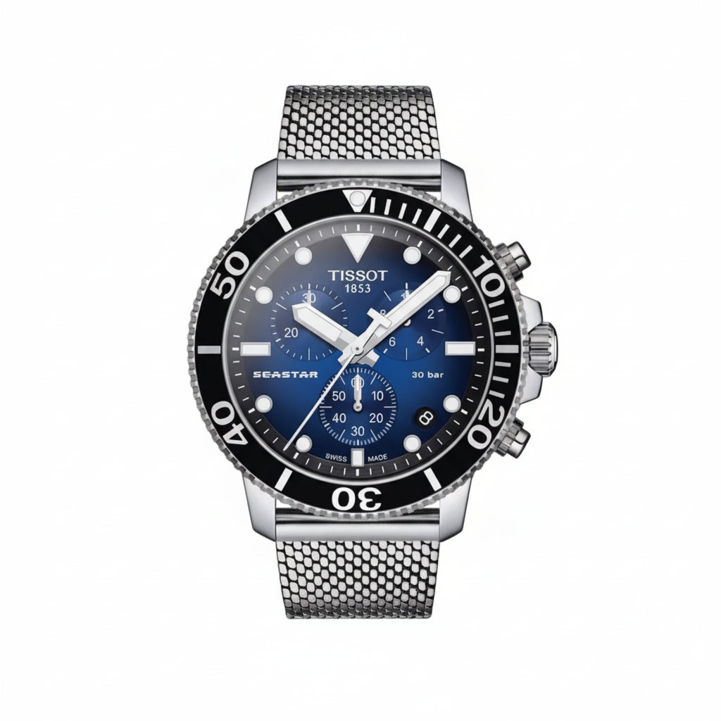 TISSOT Men’s Quartz Swiss Made Stainless Steel Blue Gradient Dial 45mm Watch T120.417.11.041.02